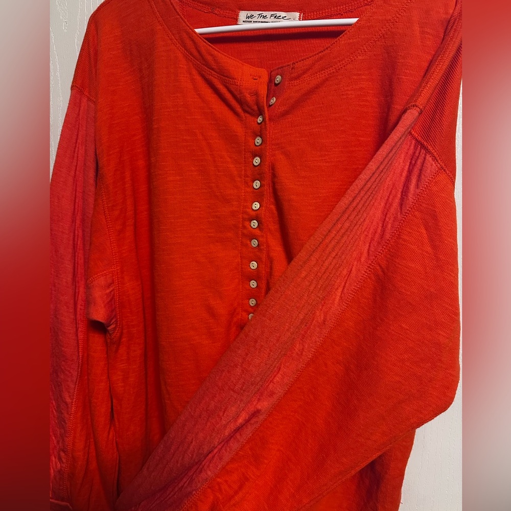 Free People We The Free Back At It Henley Top in Orange - Picture 5 of 6